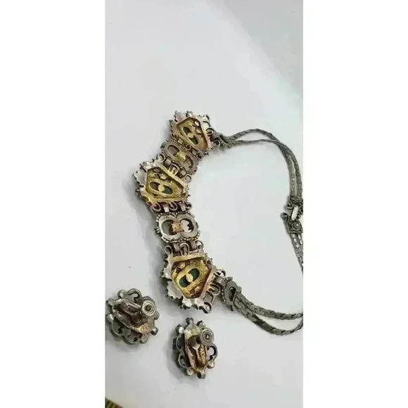 VTG Selro Selini unsigned Emerald Green Cabochon Necklace & Earrings Catalog Pc - Picture 12 of 16